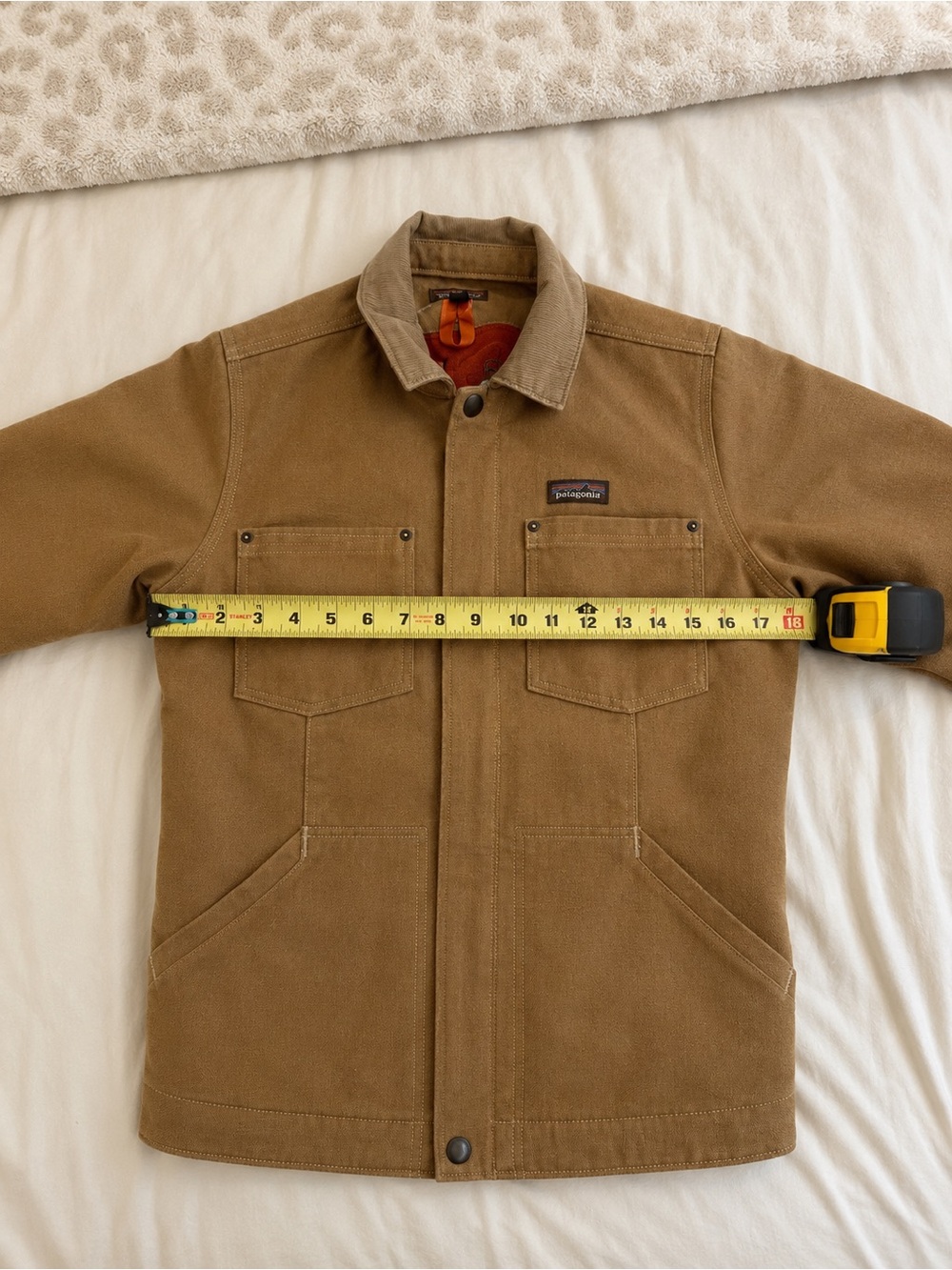 $300 Patagonia Brown Field Jacket with Light Tan Corduroy Collar - Picture 2 of 7